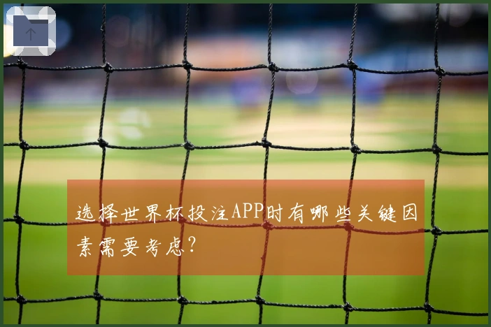 选择世界杯投注APP时有哪些关键因素需要考虑？